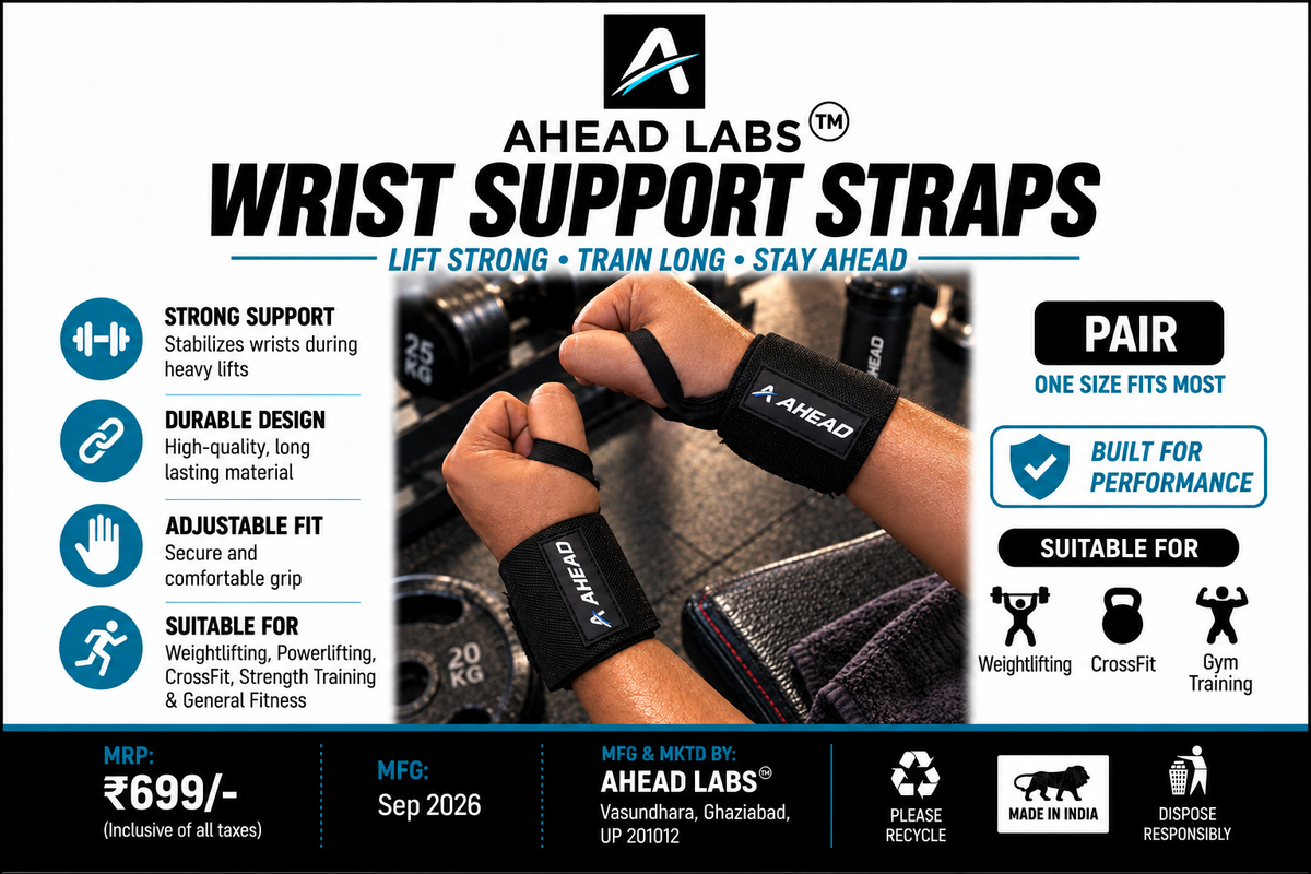 Ahead Labs Wrist Support Straps for Weightlifting Black