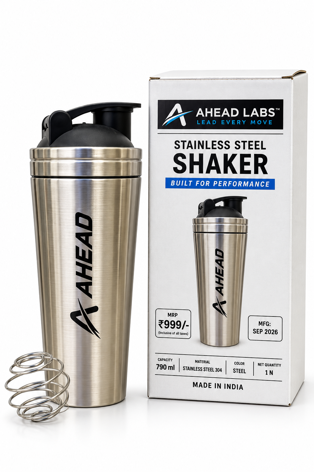 Ahead Labs Stainless Steel Protein Shaker 790ml