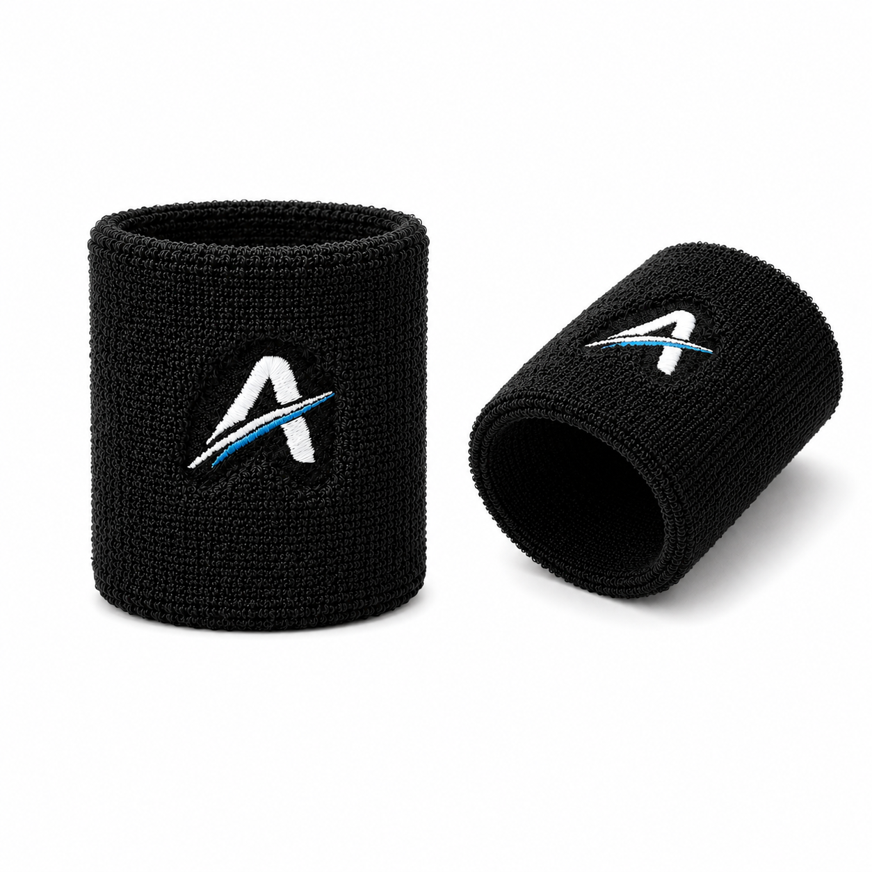 Ahead Active Unisex 3 inches Black Sports Wristband/Sweatband for Athletics/Gym Workout with Embroidered Logo | Pack of 2
