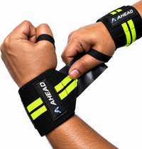 Ahead Labs Wrist Support Straps for Weightlifting Black/Green Striped