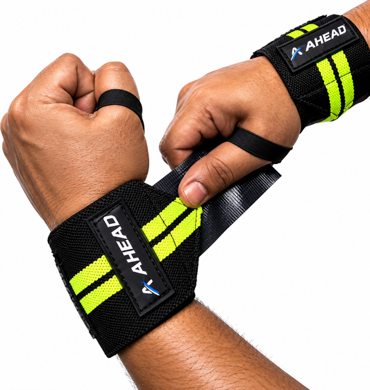 Ahead Labs Wrist Support Straps for Weightlifting Black/Green Striped