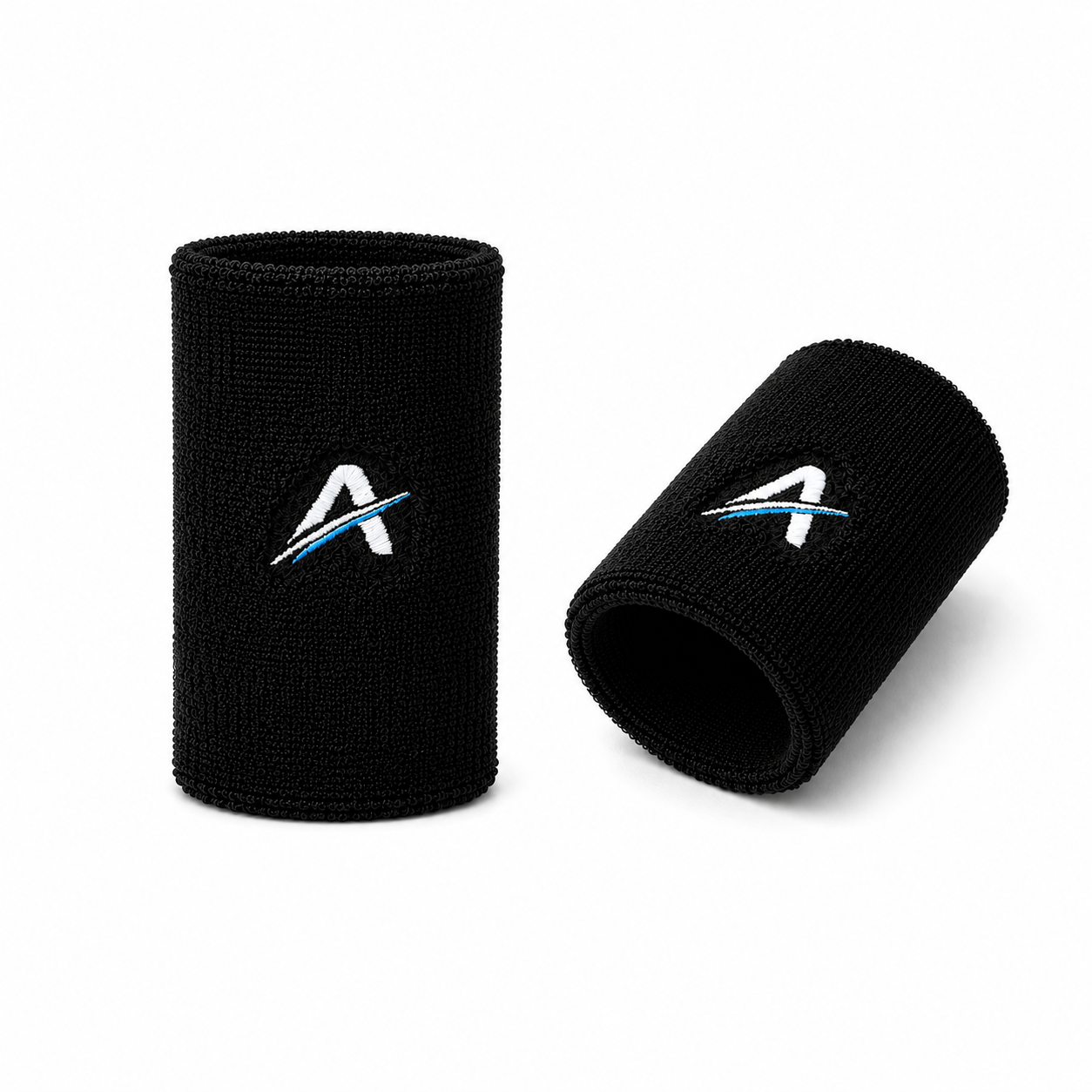 Ahead Active Unisex 5 inches Black Sports Wristband/Sweatband for Athletics/Gym Workout with Embroidered Logo I Pack of 2
