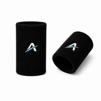 Ahead Active Unisex 5 inches Black Sports Wristband/Sweatband for Athletics/Gym Workout with Embroidered Logo I Pack of 2