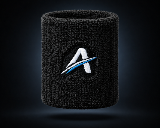 Ahead Active Unisex 3 inches Black Sports Wristband/Sweatband for Athletics/Gym Workout with Embroidered Logo