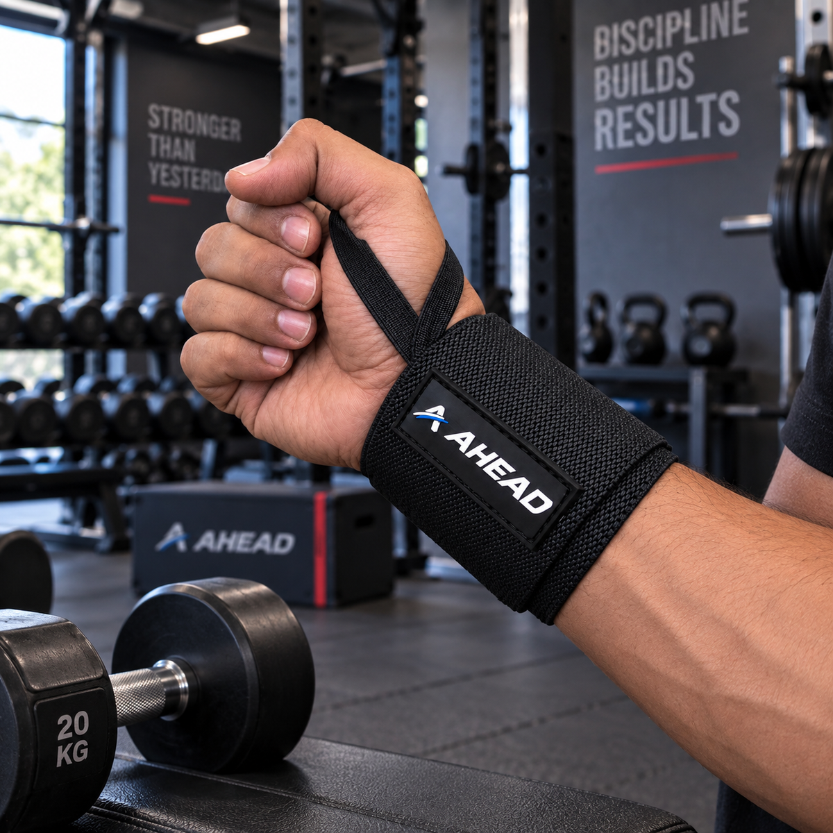 Ahead Labs Wrist Support Straps for Weightlifting Black