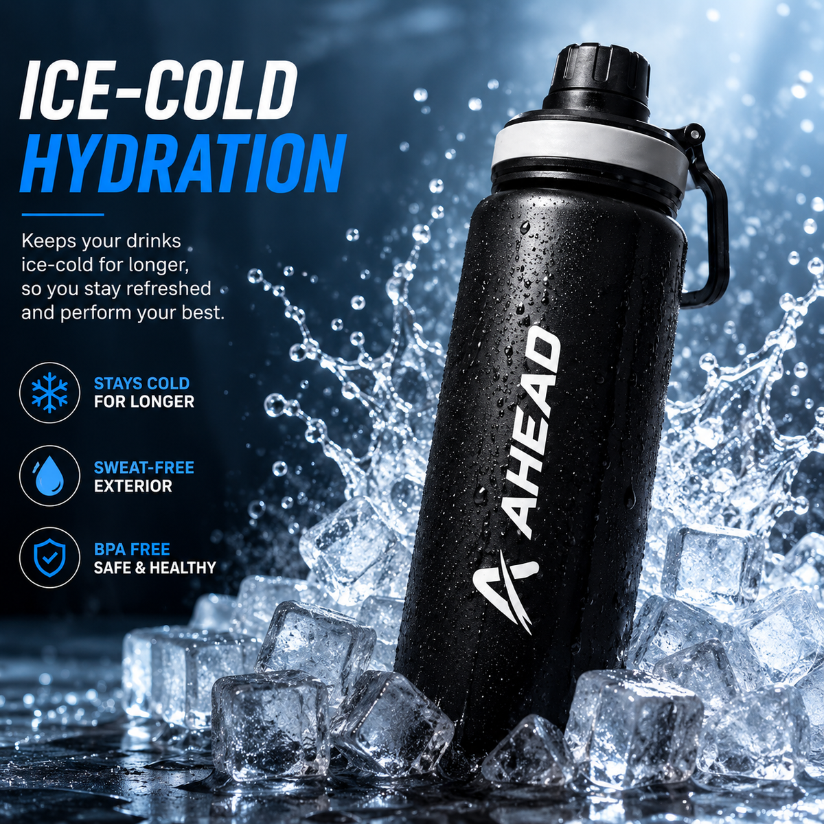 Ahead Labs Active Stainless Steel Sipper Black