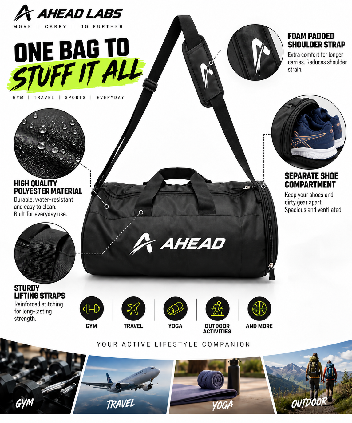 Ahead Labs Gym Duffle Bag